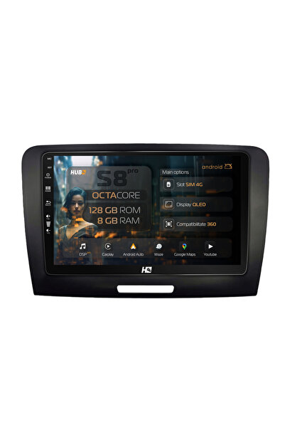 HUB64 Σύστημα πλοήγησης Android Skoda Superb 2 (2008-2015), 9 ιντσών, 8GB RAM...
