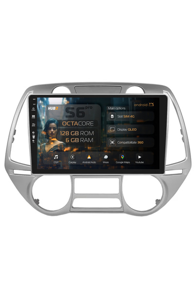 HUB64 Navigatie Android Hyundai I20 (2008-2012), 9 inch, 6GB RAM, CarPlay si ...