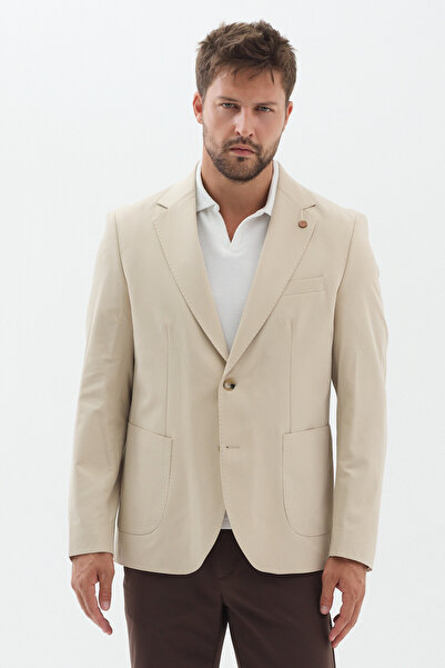 Frappoli Wilson Men's Dark Beige Cotton Blend Cool Summer Fabric Slim Fit Hal...