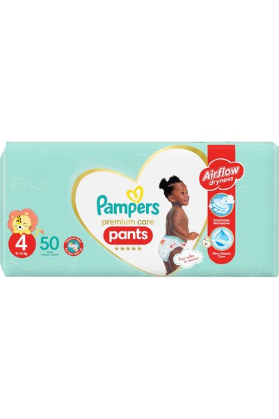 Pampers Premium Care Pants Diapers Size 4, 9-14Kg with Stretchy Sides for Better Fit 44Pcs