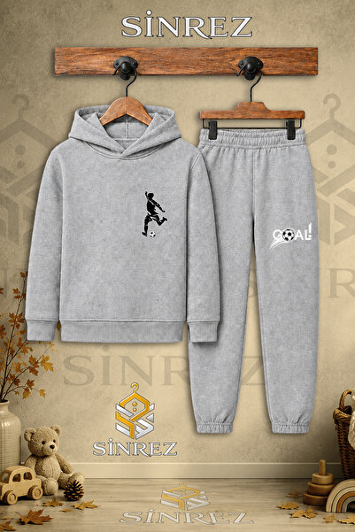 SİNREZ طقم بدلة رياضية بقلنسوة مطبوعة باللون الأسود للجنسين من Child Unisex S...