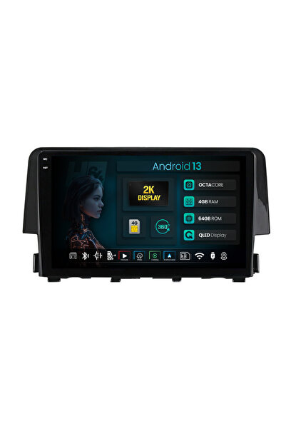 HUB64 Navigație Android Honda Civic X / Sedan (2015-2021), 9,5 inch, 4GB RAM,...