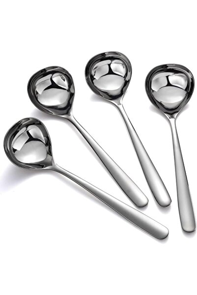TERRIFI Heavy Duty Stainless Steel Soup Spoons Set of 4 – Large Asian Ramen &...