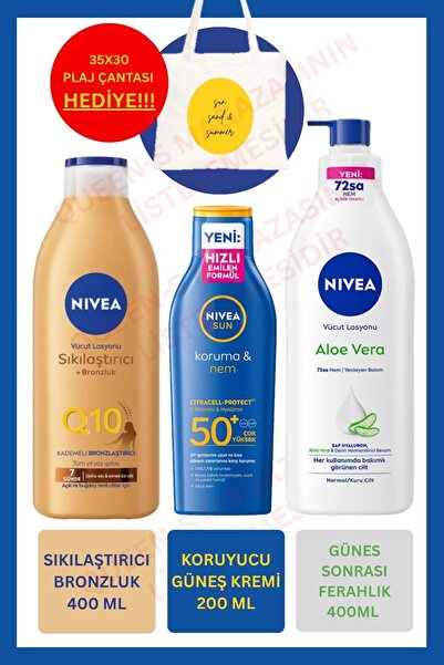 NIVEA Vücut Bakım ve Güneş Koruma Seti – Q10 Sıkılaştırıcı Bronzlaştırıcı 400...