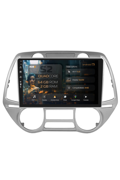 HUB64 Navigație Android Hyundai I20 (2008-2012), 9 inch, 2GB RAM, CarPlay și ...