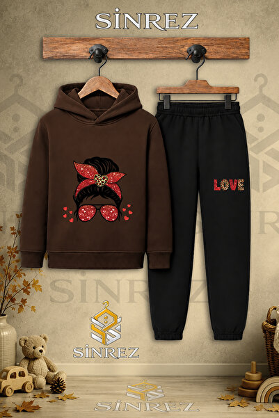 SİNREZ Children's Unisex Single Glasses Girl Red Leopard Printed Hooded Track...