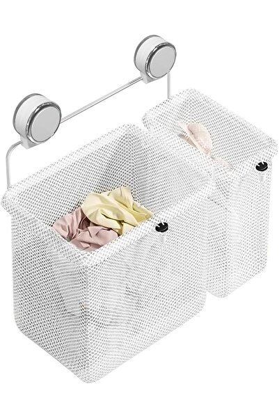 KASTWAVE Suction Cup Mesh Novelties Laundry Hamper Wall Mounted Collapsible C...