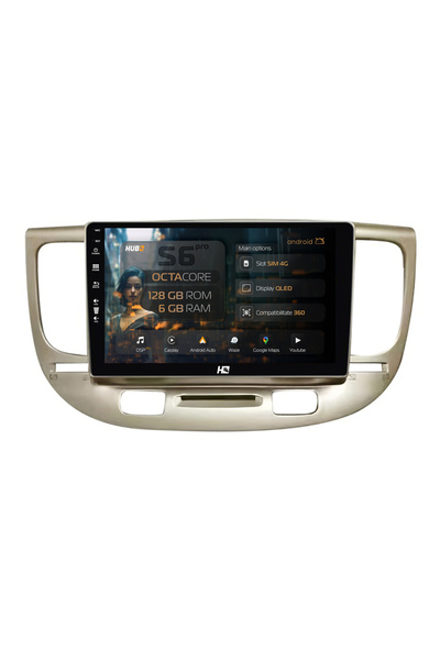 HUB64 Navigație Android Kia Rio (2005-2011), 9 inch, 6GB RAM, CarPlay și Andr...