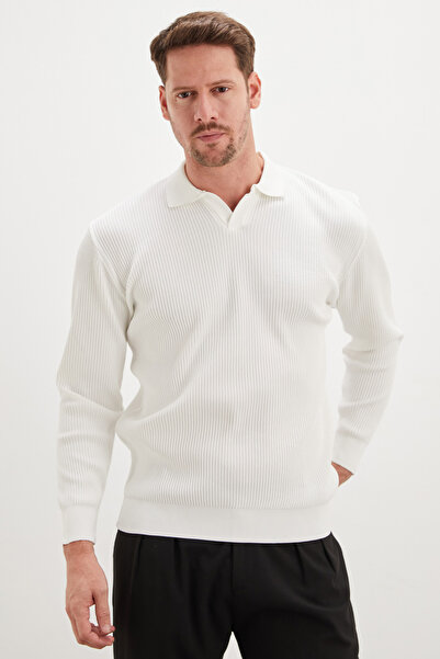 Fulla Moda Patterned Apaş Collar Knitwear Sweater