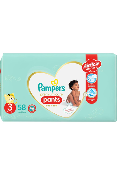 Pampers Premium Care Diapers, Size 3, 6-11 kg, Unique Absorbency for Maximum ...