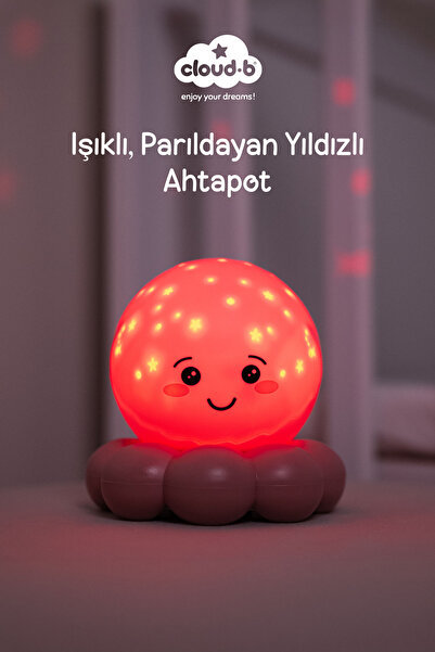 Cloud-B Parıldayan Yıldızlı Ahtapot Gece Lambası 11 cm (Pembe)