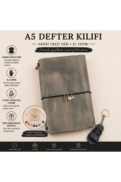 semiramis Aura Series – Hakiki Crazy Deri El Yapımı A5 Defter Kabı Kılıfı – İ...