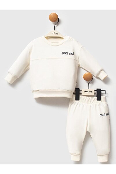 Moi Noi 2-Piece Embroidered 3-12 Month Set - Ecru