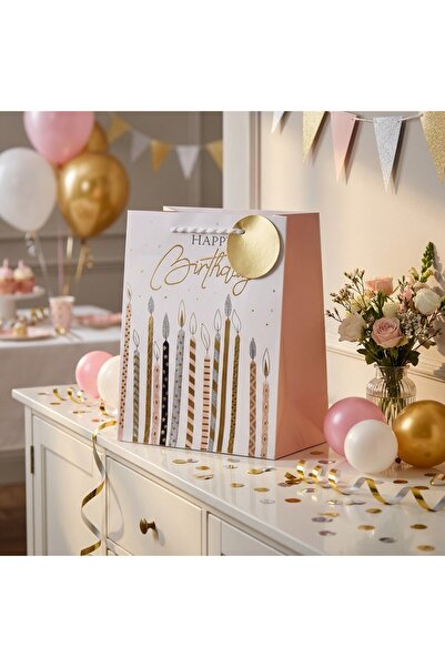 Ornament24 Punga pentru cadou aniversara Happy Birthday, model cu lumanari si...