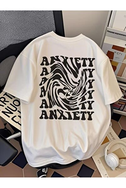 AEMİ Unisex Anxiety Printed Oversize Crew Neck T-Shirt