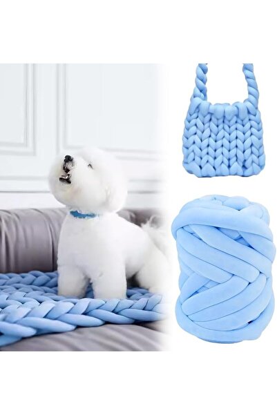 Bukela Chunky Yarn for Arm Knitting, 0.55 lb Light Blue Jumbo Tubular Crochet...