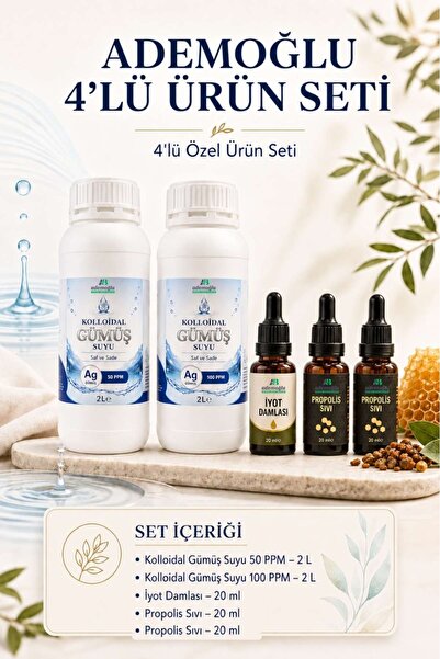 ADEMOĞLU BİTKİSEL SAĞLIK ÜRÜNLERİ Kolloidal Gümüş Suyu 50 PPM 2 L + 100 PPM 2...