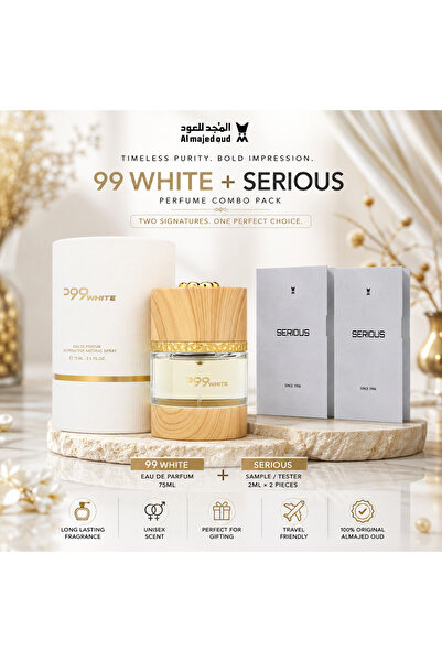 Al majed oud 99 White EDP For Unisex 75ml + Serious 2ml × 2 Tester/Sample Com...