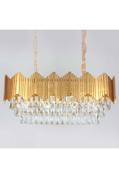 best power Gold Color Hanging Chandelier with Crystal Details for the Dining ...