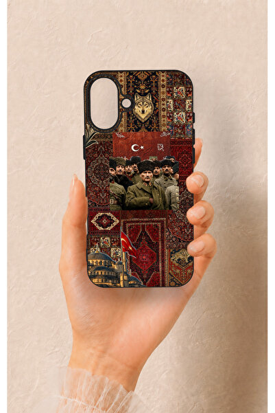 Vip Case iPhone 16 Plus Uyumlu Bozkurt ve Atatürk Desenli Silikon Kılıf