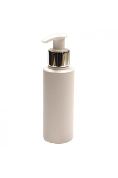 OEM Recipient cosmetic, sticlă albă cu pompă dozatoare albă/argintie, 100ml