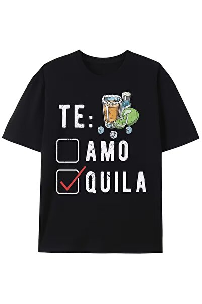 AEMİ Unisex Te Amo Tequile Printed Oversize Crew Neck T-Shirt