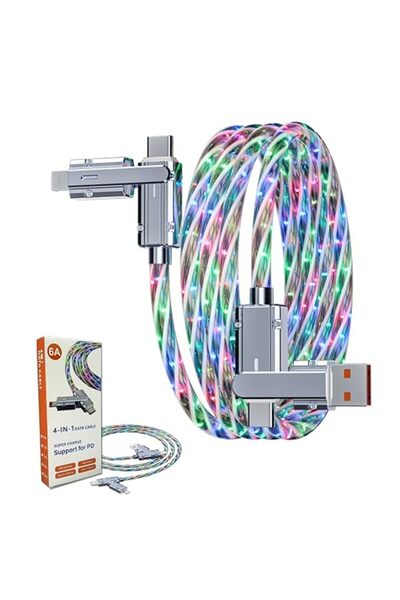 AZONEE 4-in-1 Multi Charger Cable | 6.6FT USB A/C to USB-C/Lightning | 240W P...
