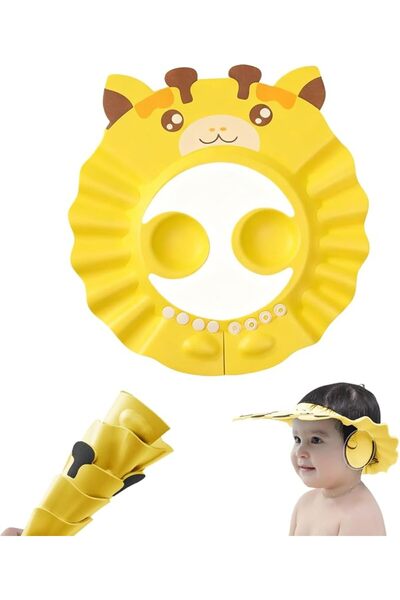HQstrap غطاء استحمام قابل للتعديل للأطفال، واقي شامبو من السيليكون، قبعة استحمام واقية للأطفال والرضع
