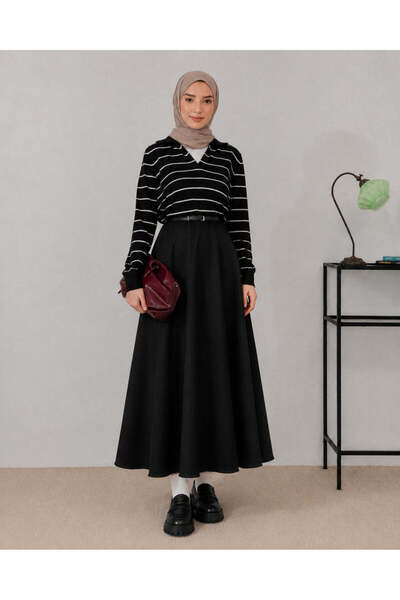 unika boutique Γυναικεία φούστα σκούμπα με ελαστική μέση και φαρδιά γραμμή