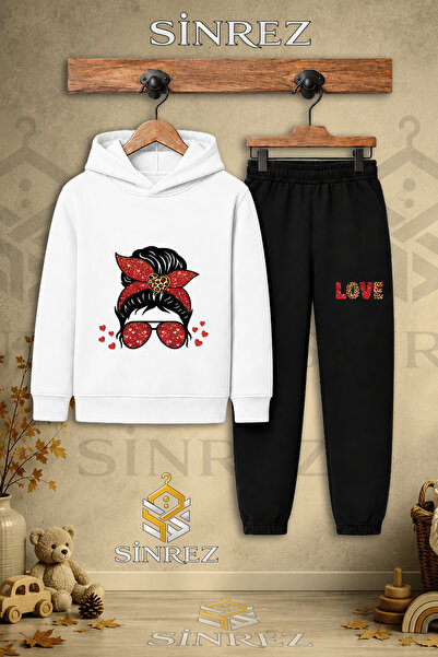 SİNREZ Children's Unisex Single Glasses Girl Red Leopard Printed Hooded Track...