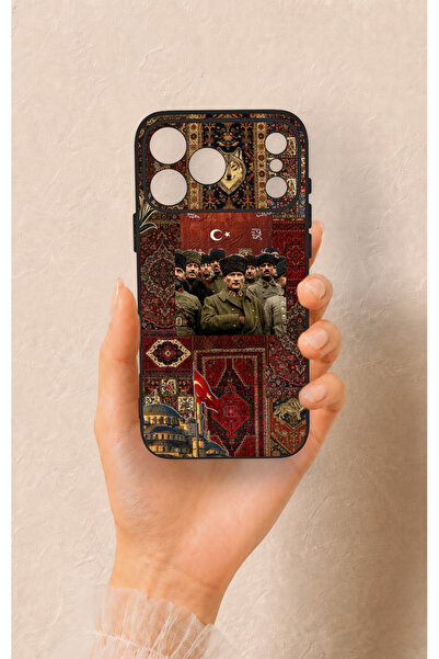 Vip Case iPhone 17 Pro Max Uyumlu Bozkurt ve Atatürk Desenli Silikon Kılıf