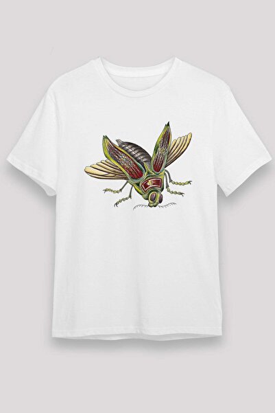 Darkhane Grasshopper Unisex Printed White T-Shirt - Tshirt