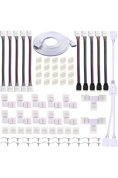 KASTWAVE طقم موصلات شريط LED بدون لحام، لـ 5050 RGB (باستثناء RGBIC)، 4 دبابي...