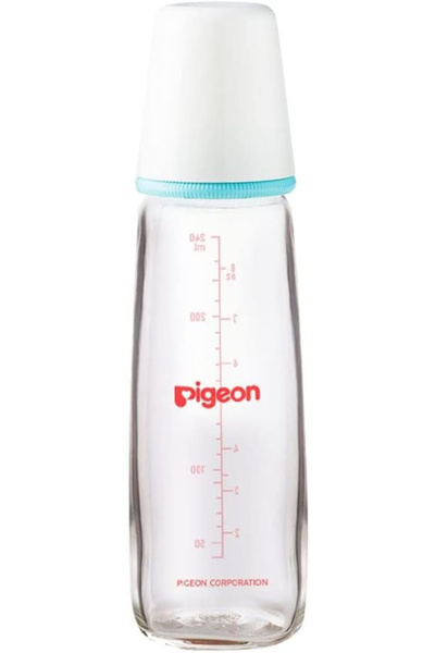 Generic Brand Pigeon Glass Nursing Bottle, Assorted, 4+ Months, 240 ml, Blue