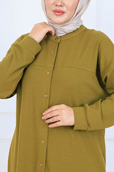 ELVA MODA Bürümcük Kumaş Kadın İkili Takım-Gömlek Pantolon 10128
