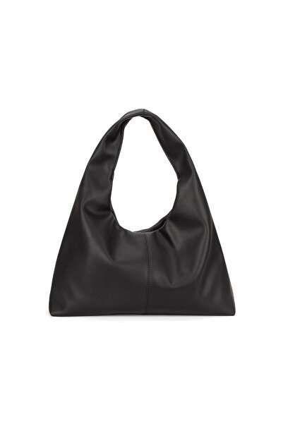 BAHELS Siyah Deri Kadın Shopper Omuz Çantası – Yumuşak Form Vintage Model