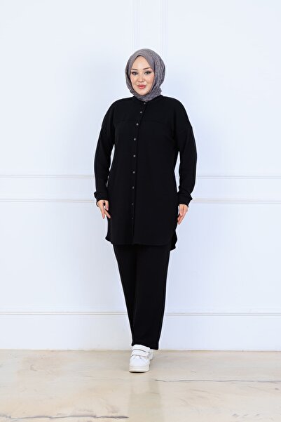 ELVA MODA Bürümcük Kumaş Kadın İkili Takım-Gömlek Pantolon 10128