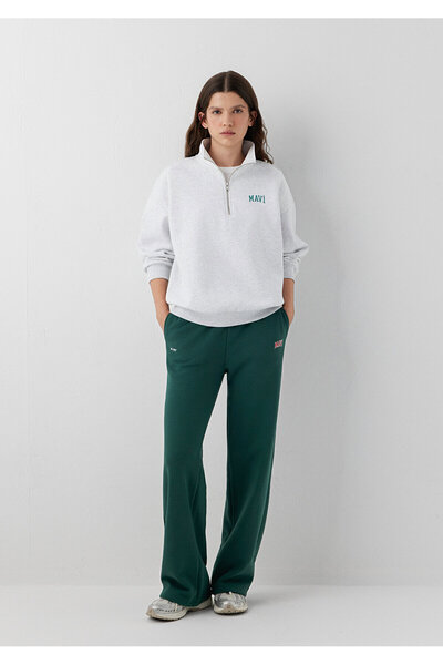 Mavi Logo printed knitted pants cınar green