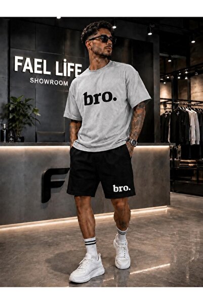 FAEL LİFE New Season Unisex T-Shirt and Shorts Bro Printed Set