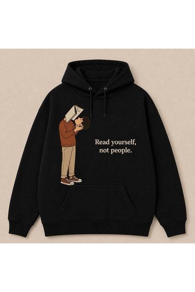 Unisex Siyah Düz Renk Kapüşonlu Sweatshirt