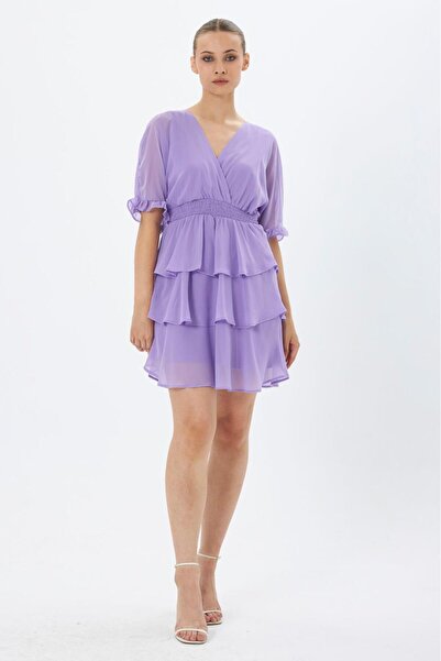 MY GRS Chiffon Fabric 3 Layers Short Chiffon Dress