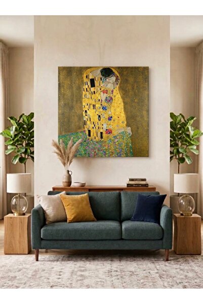 Gustav Klimt Öpücük Tablosu - Orjinal Kanvas & Asmaya Hazır Tablo