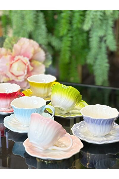 GFSMORE Arow Lotus 6-Person Porcelain Coffee Cup Set