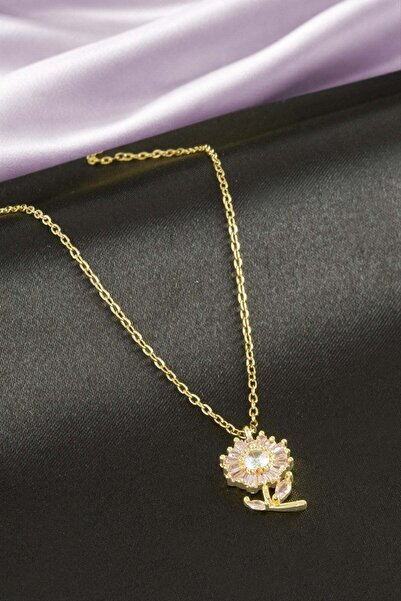 TakÇalıştır Daisy Zircon Stone Steel Necklace