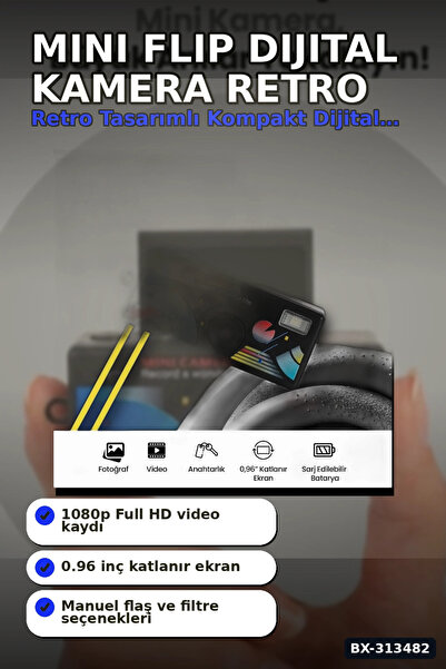 Eco Lounge 0.96 Inç Katlanır Ekranlı Mini Anahtarlık Kamerası 1080p Full HD Video Kayıt BX-313482