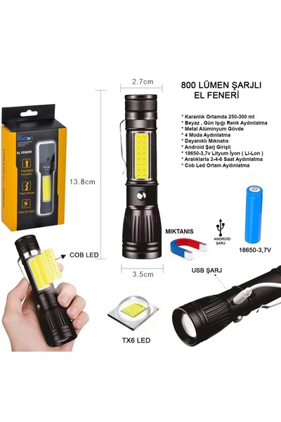 Uzun Menzilli El Feneri Mıknatıslı Wt-602