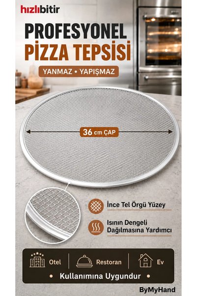 ByMyHand Metal Sanayi Tipi Profesyonel Pizza Tepsisi 36 Cm