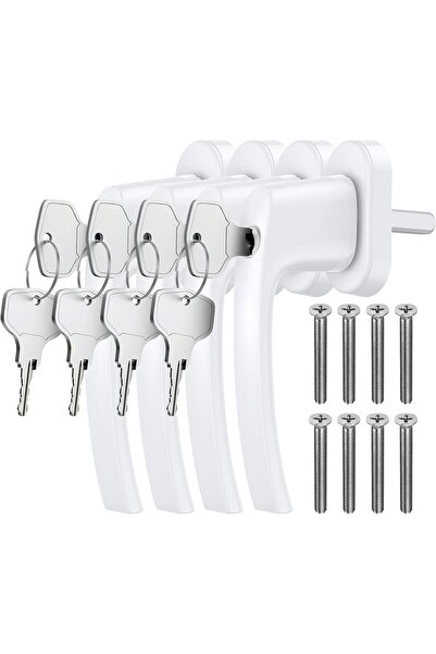 OtherMax Set 4 Mânere pentru Fereastră cu Blocare, Mâner de Siguranță, Alb