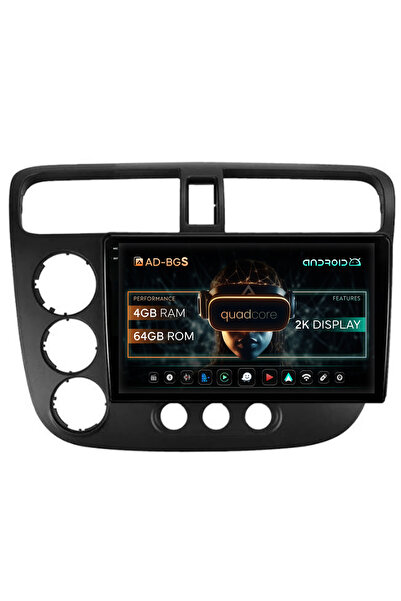 AutoDrop Σύστημα πλοήγησης Android Honda Civic (1998-2005), 9,5 ιντσών, 4GB R...