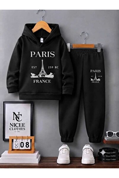 NC Nicee Clothes Children's Tracksuit Unisex (Paris Tower France Print Winter)